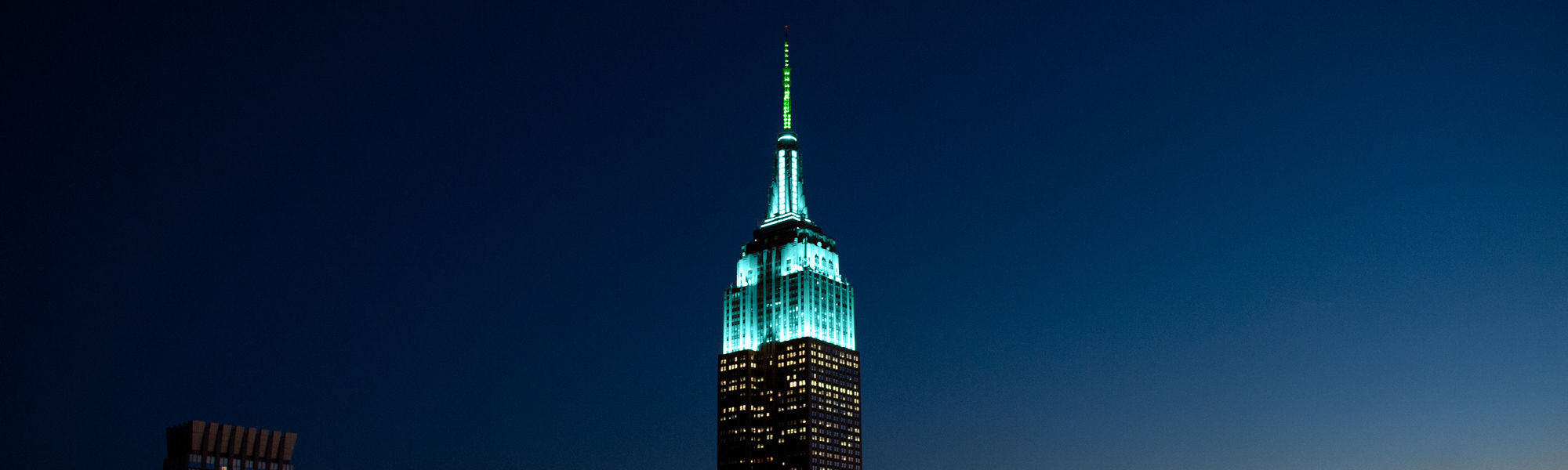 ESB lit up for the Joyful Heart Foundation