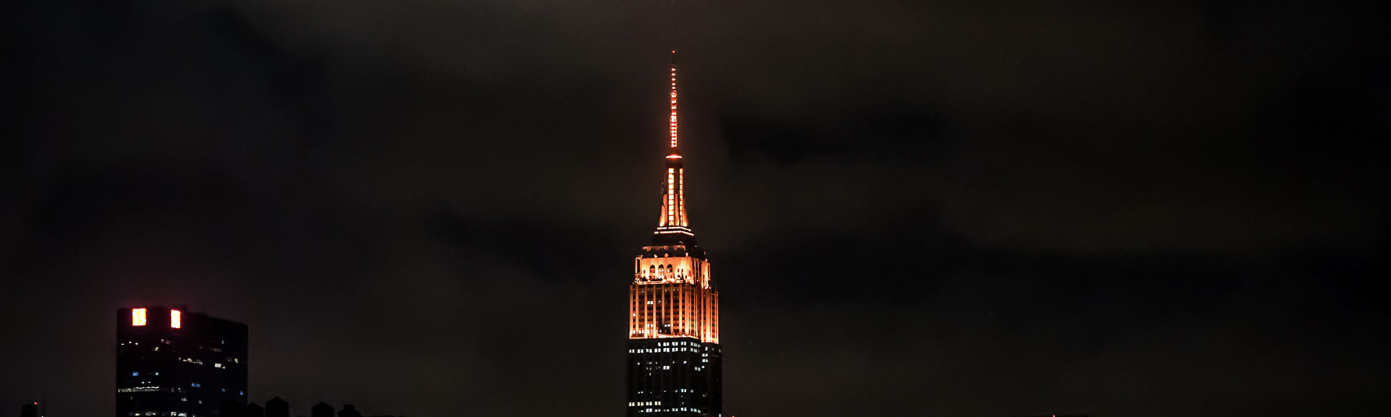 ESB lit in orange