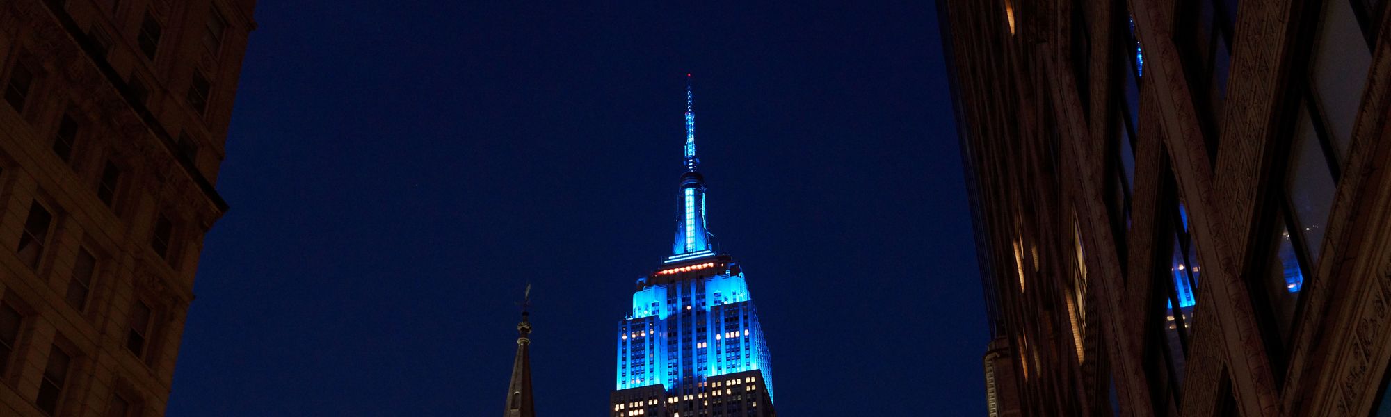 ESB lit in blue