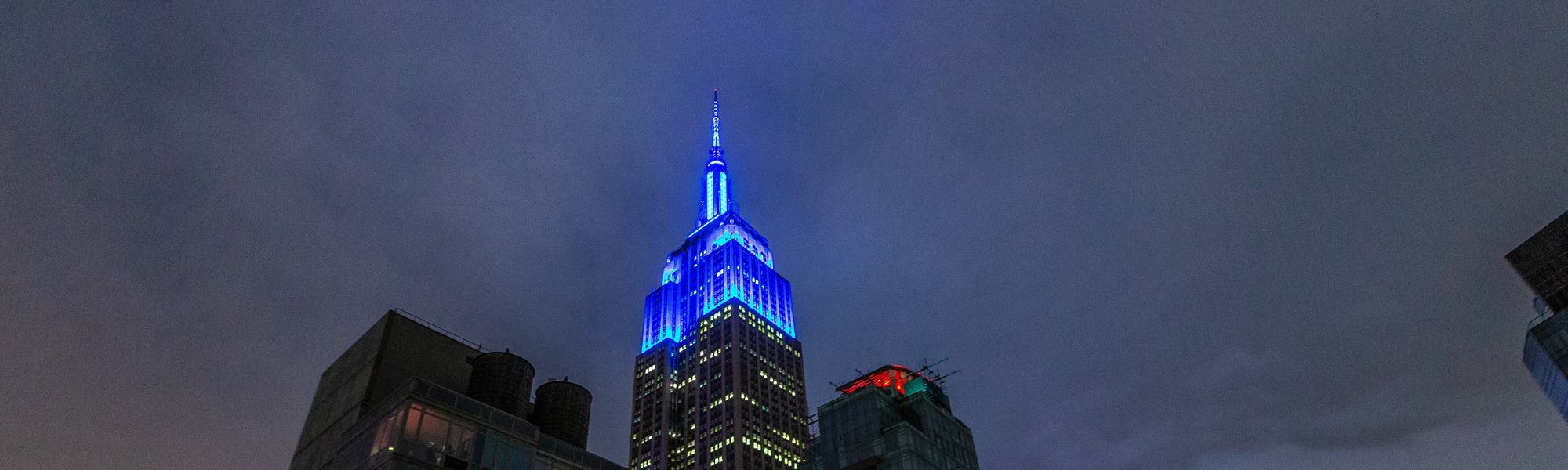 ESB lit in blue