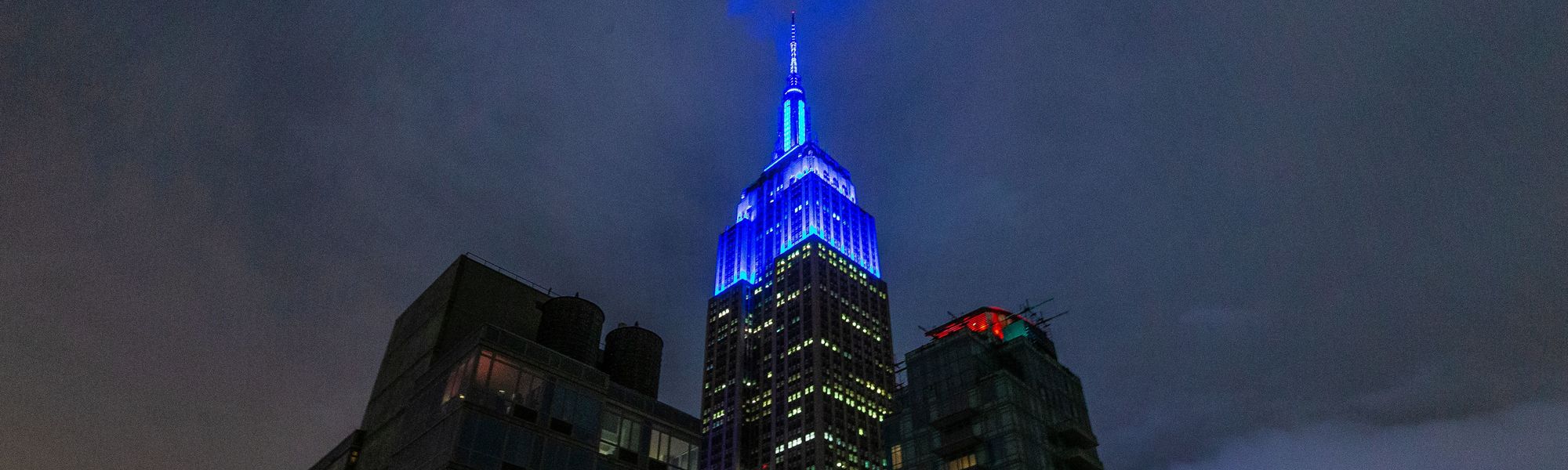 ESB lit in blue