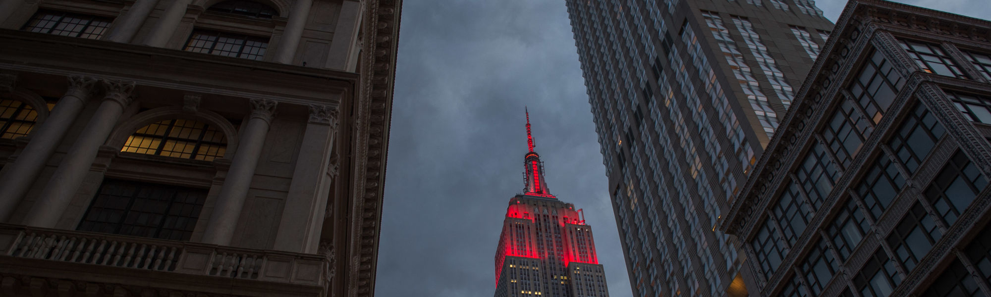 ESB lit in red