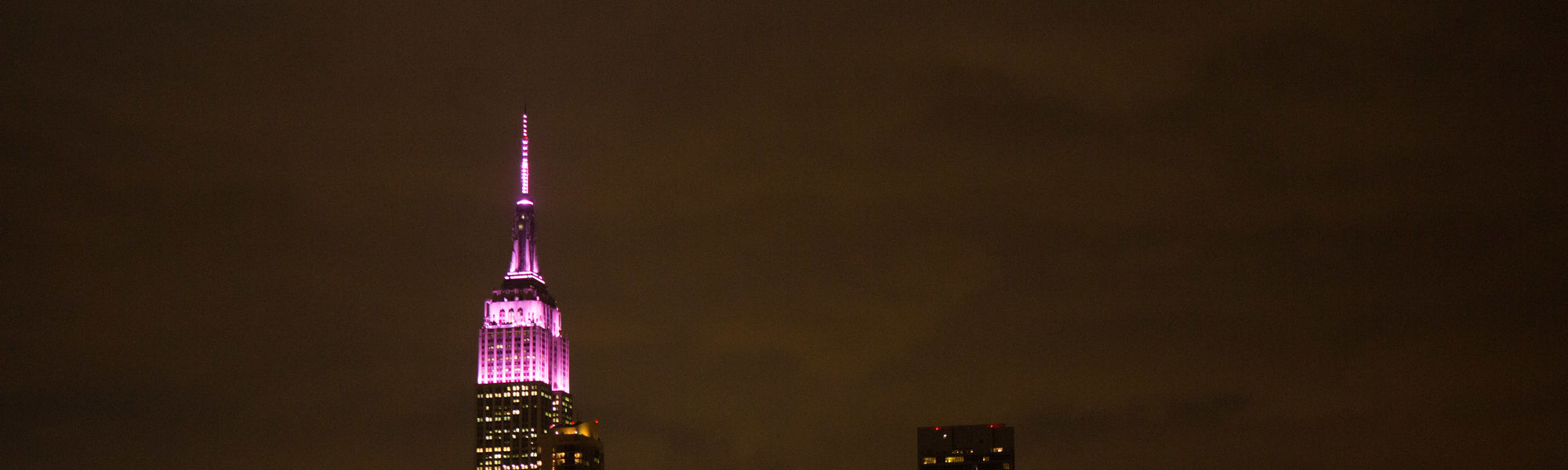 ESB lit up in Pink