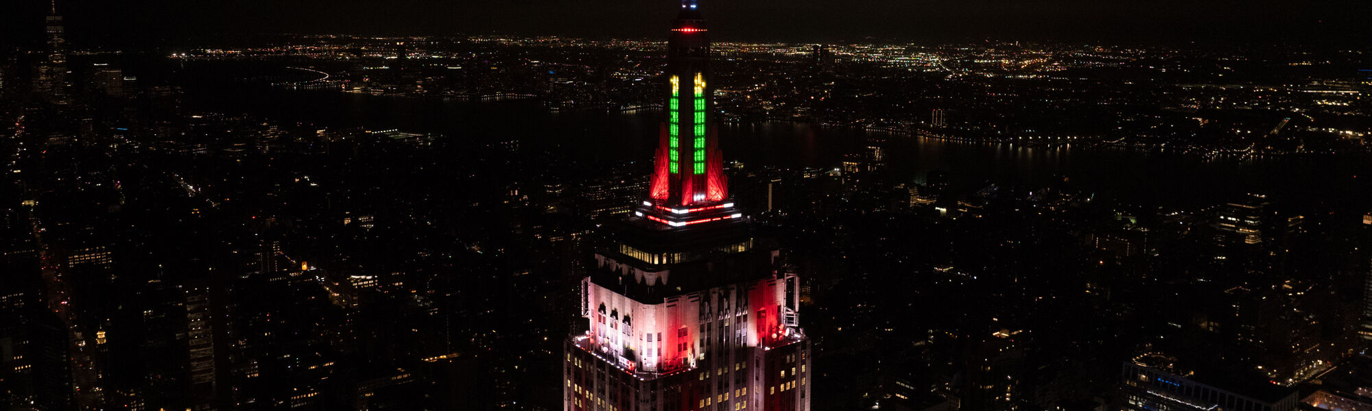 ESB lit in Holiday Lights