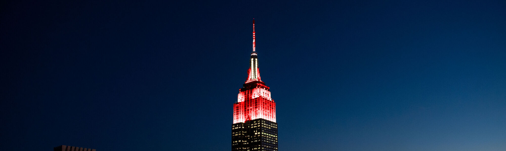 ESB lit in the colors of the Danish flag