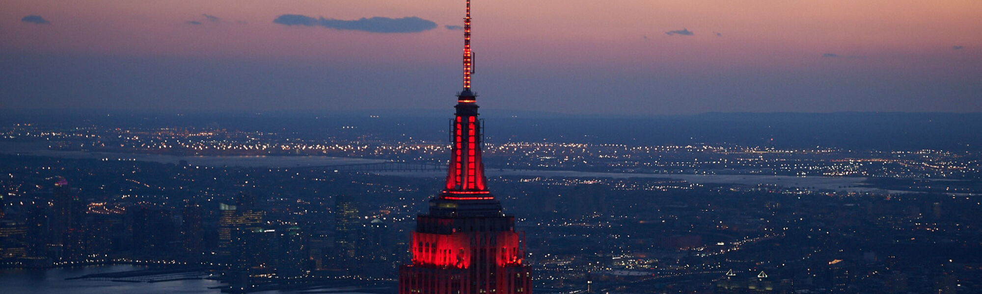 ESB lit in red