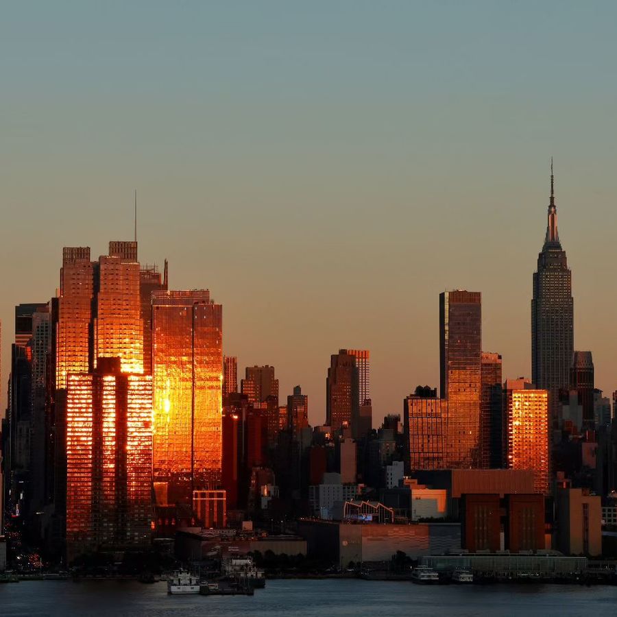 The NYC skyline during golden hour