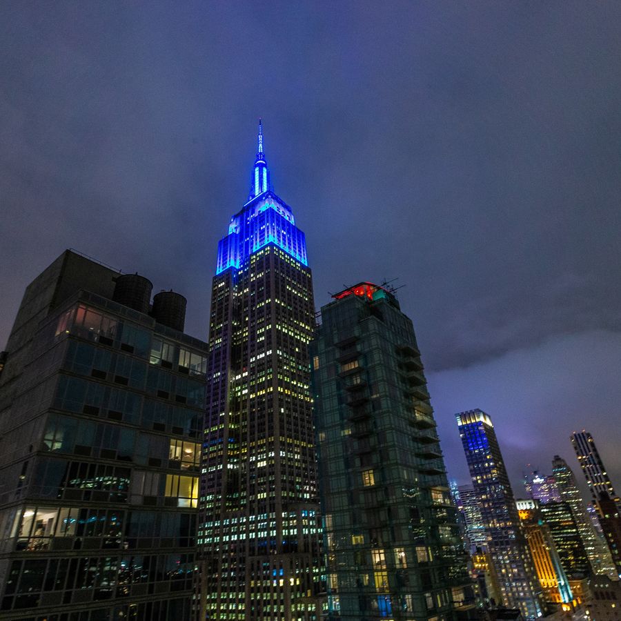 ESB lit in blue