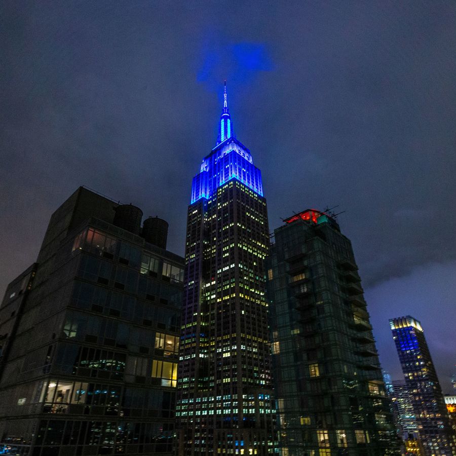 ESB lit in blue