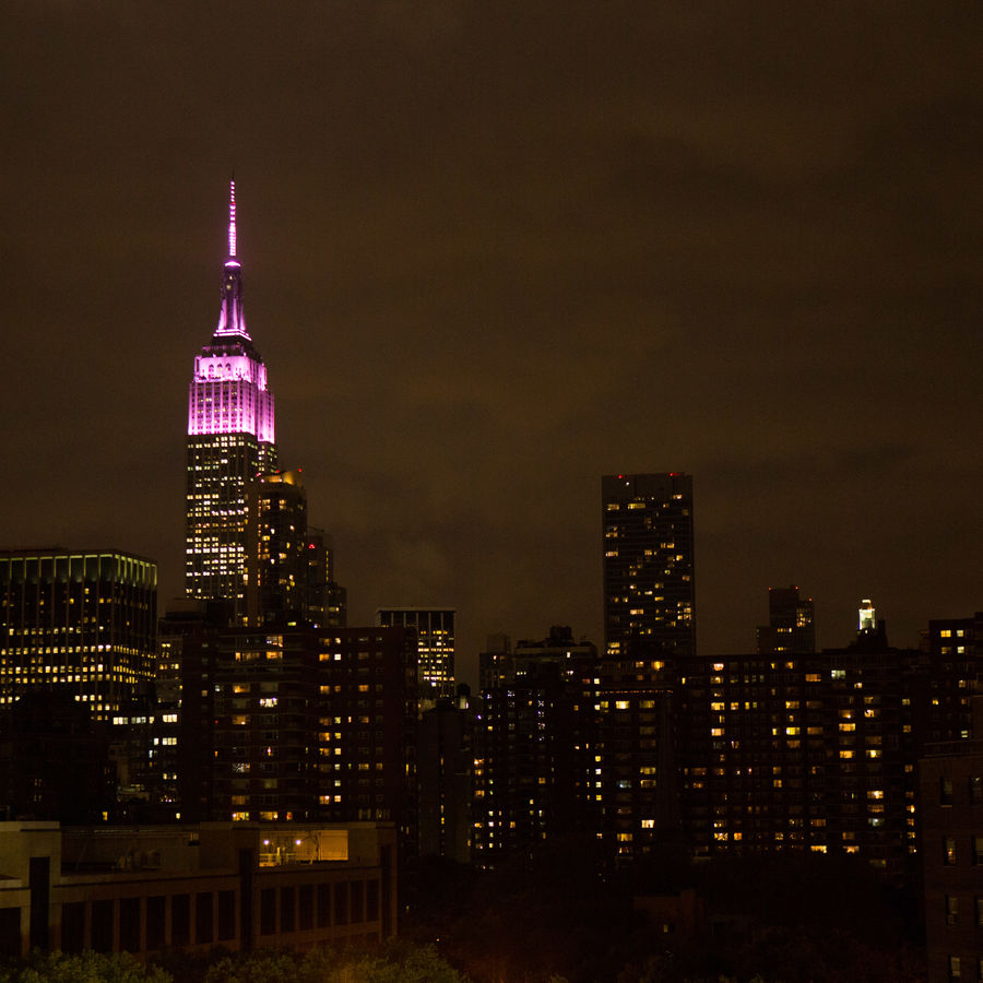 ESB lit up in Pink