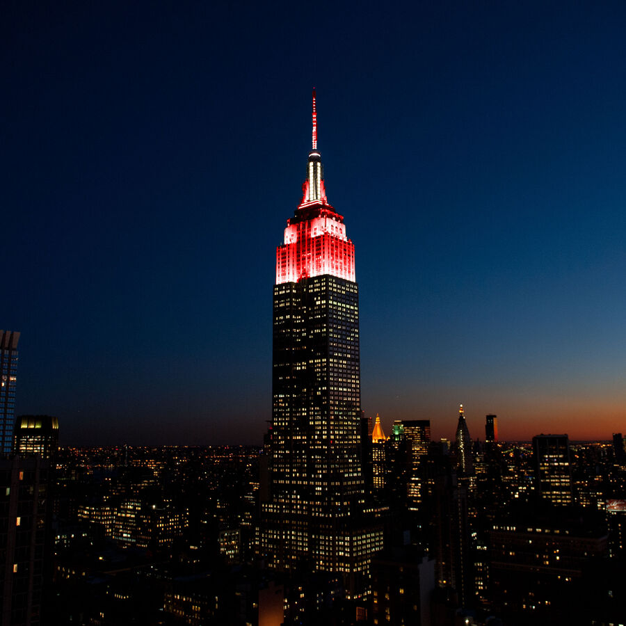 ESB lit in the colors of the Danish flag