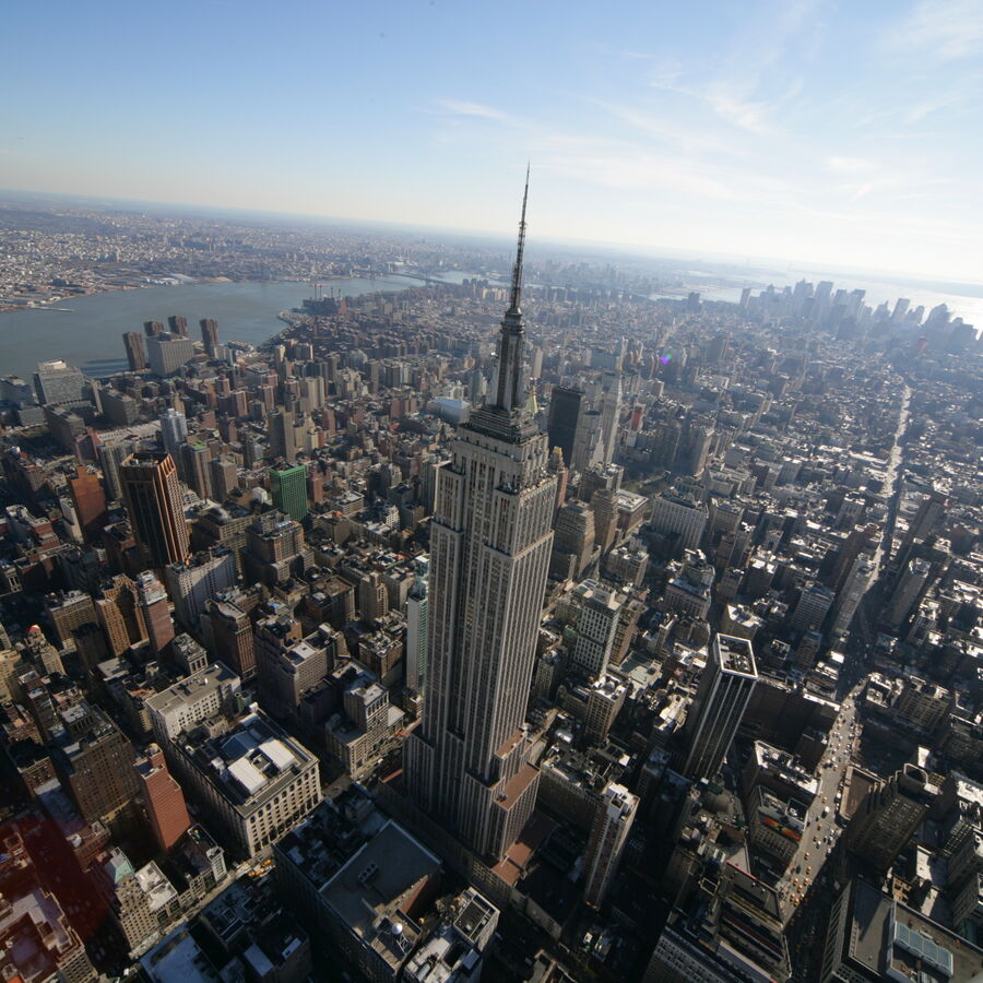 An aerial view of the Empire State Building