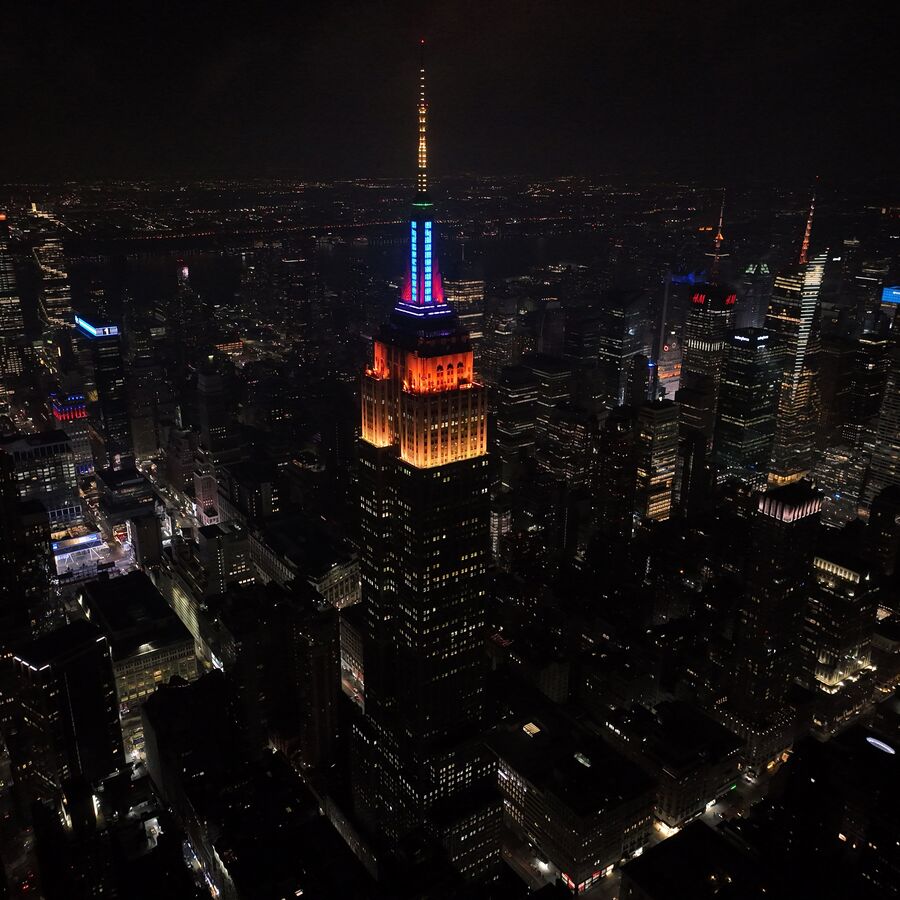 ESB lit up for SNL 50th