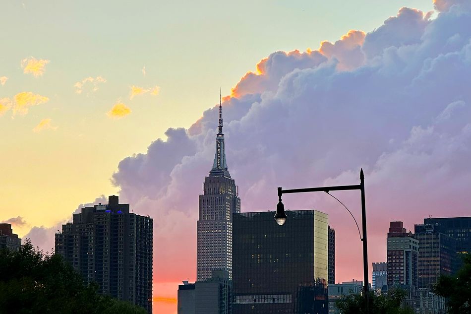 The Empire State Building on a cloudy day