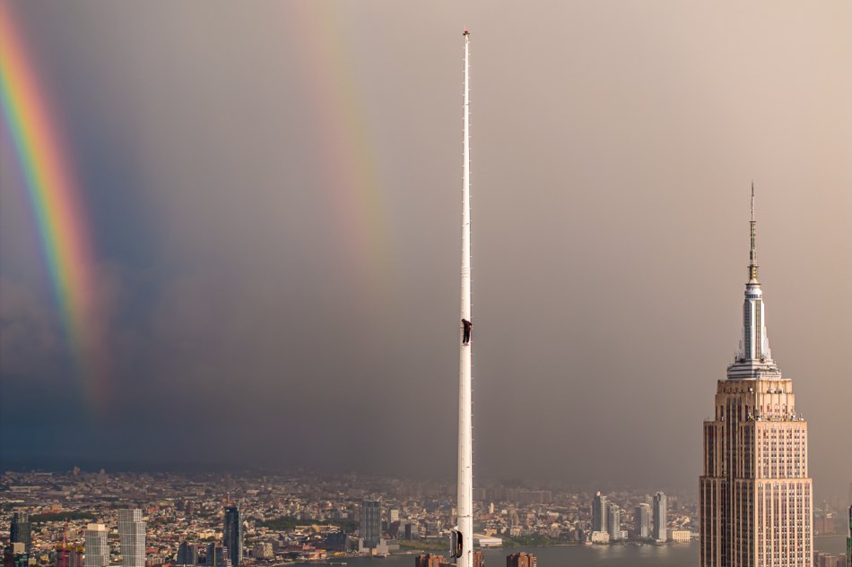 ESB next to a double rainbow