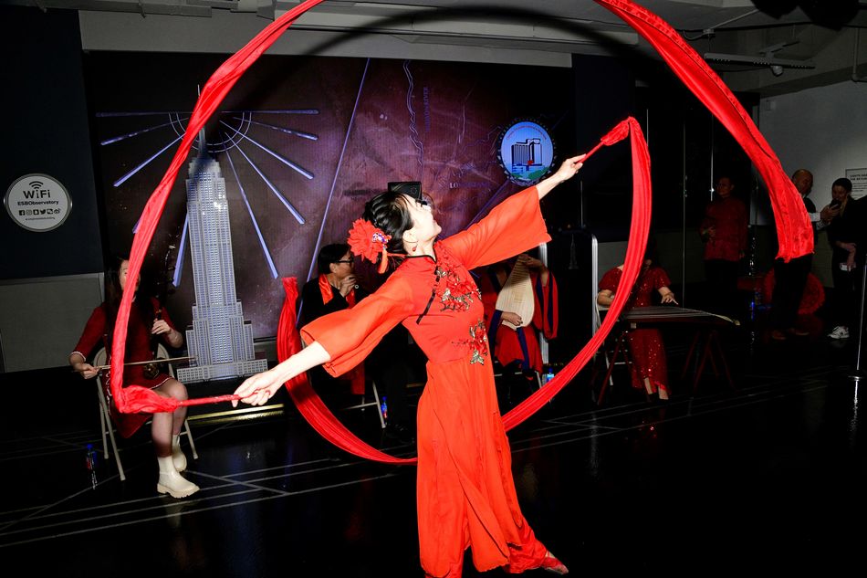 A dancer performs at the Lunar New Year lighting ceremony.