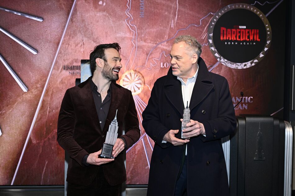 Charlie Cox and Vincent D'Onofrio light the Empire State Building