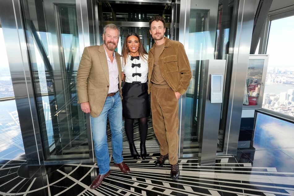 Dolores Catania, Dylan Efron, and Ivar Mountbatten on the 102nd Floor Observatory