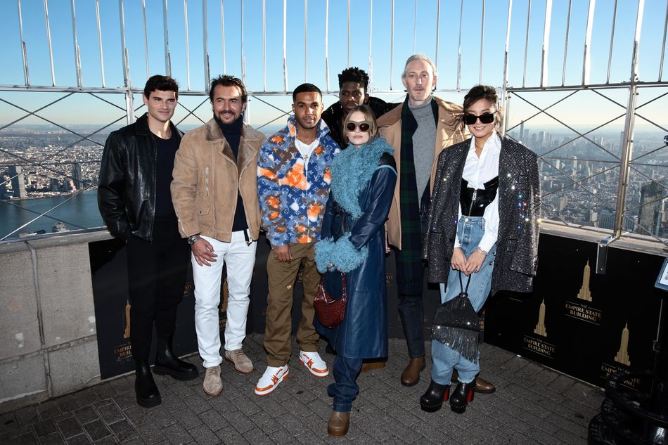 Emily in Paris Cast (Kevin Dias, Samuel Arnold, Bruno Gouery, Camile Razat, Ashley Park, Jean-Christophe Bouvet, William Abadie, and Lacien Laviscount)