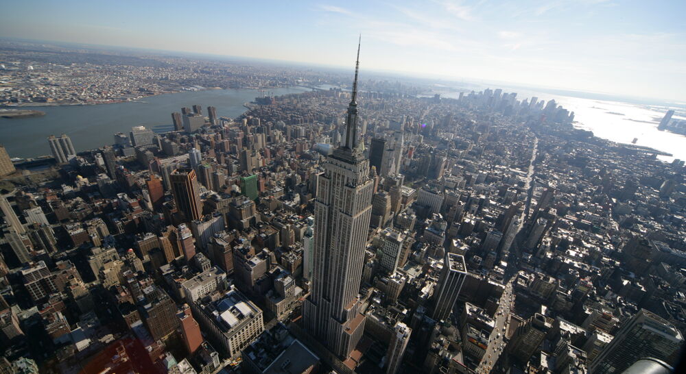 An aerial view of the Empire State Building