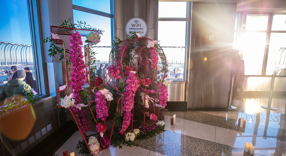 Valentine's Day Display on the 86th Floor Observatory