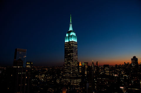 ESB lit up for the Joyful Heart Foundation