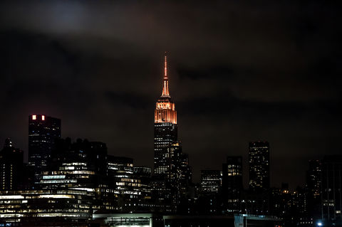 ESB lit in orange