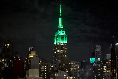 ESB lit in green