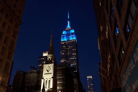 ESB lit in blue