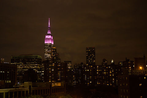 ESB lit up in Pink