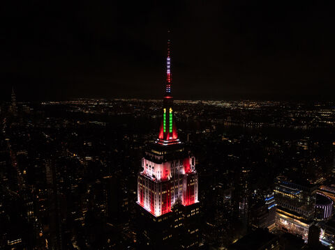 ESB lit in Holiday Lights