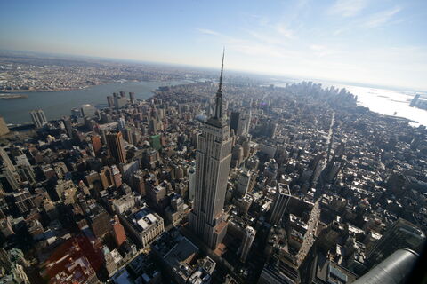 An aerial view of the Empire State Building