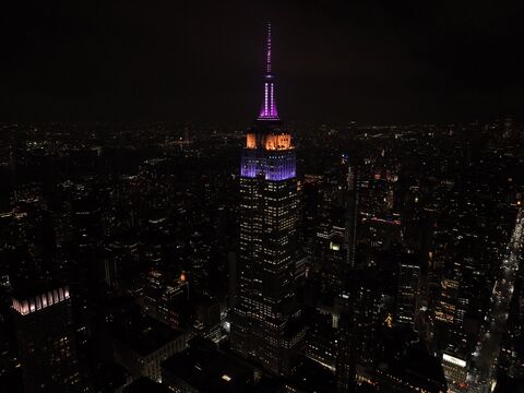 ESB lit in purple, yellow, and pink for "Star Trek: Section 31"