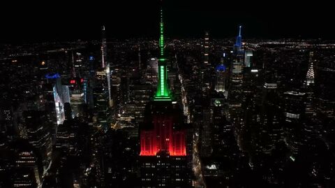 ESB lit in red, black, and green