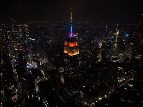 ESB lit up for SNL 50th