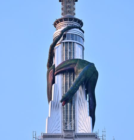 Vhagar the Dragon draped around the Empire State Building