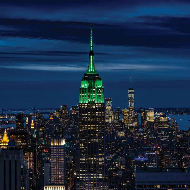 Empire State Building lit in Green